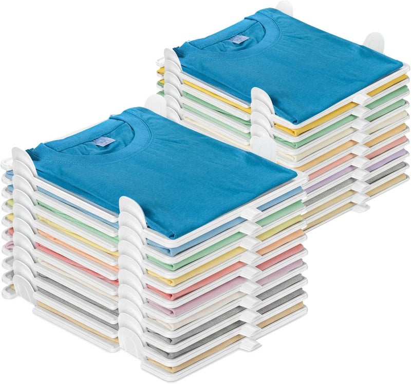 Accenter Tshirt Organizer for Closet Storage,Closet Shelves for Bedroom Storage,Stackable Storage Bins for Home Storage,Sturdy and Durable, Clothes Folder,20-Pack - Image 1